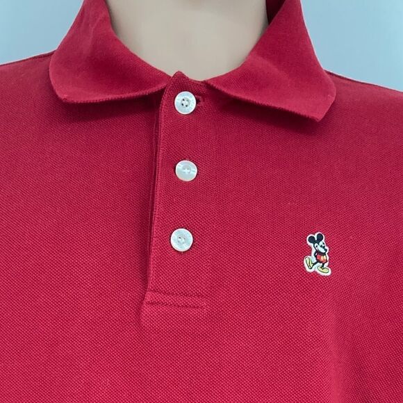 Vintage Disney Y2K Red Patch Mickey Mouse Long Sleeve Unisex Polo Shirt Size S - Picture 2 of 6